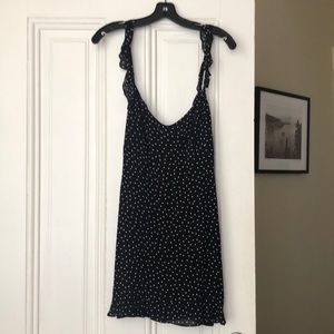 Reformation black polkadot mini dress - size 4
